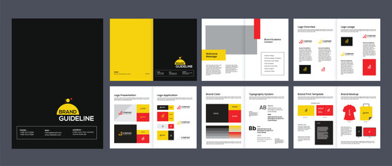 brand guideline portfolio template, brand identity brochure cover leaflet layout, logo brand