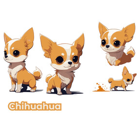 Chibi Style Long-Haired Chihuahua Dog Breed