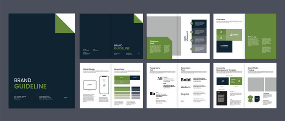brand guideline portfolio template, brand identity brochure cover leaflet layout, logo brand