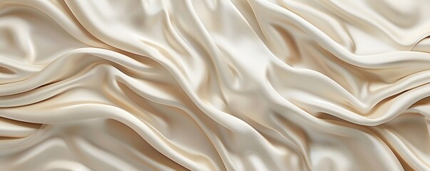 Obraz premium Close-up of Wrinkled, Creamy White Satin Fabric
