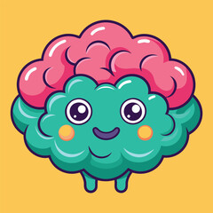 Brain Cartoon Vector Icon Illustration