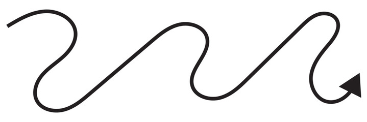 Round curl long arrow. Thin arrow curled symbol icon. Arrow swish sign.