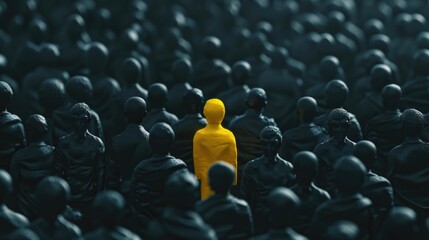 Obraz premium Lonely soldier in a crowd of uniformed people.