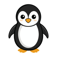 Cute Penguin Standing Cartoon Vector Icon Illustration
