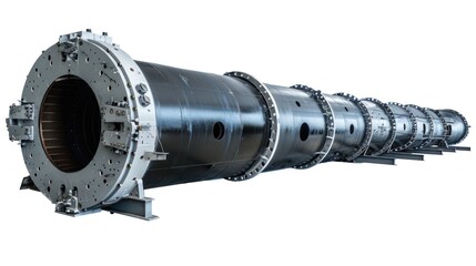 A wind turbine tower section on a white background