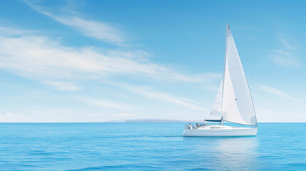 Obraz premium Sailing Through Calm Blue Waters Under a Clear Sky Reflecting Peace and Freedom