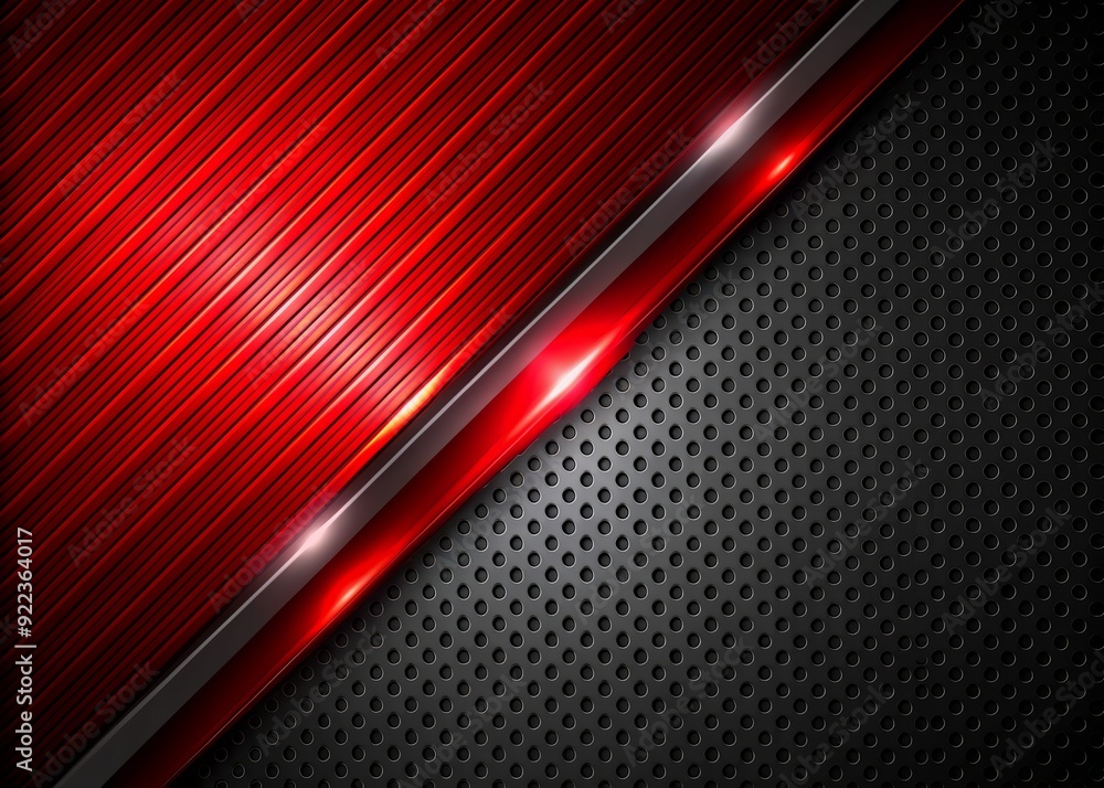 Poster vibrant red and black light pattern with gradient effect on sleek modern tech background, featuring 