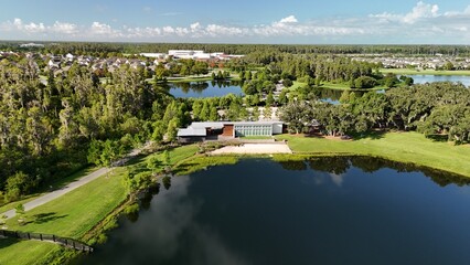 Fototapeta premium Drone photos of Cummingham Park and lakes
