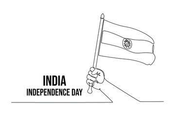 Happy India Independence Day concept. Single line draw design vector graphic illustration.