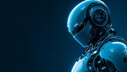 Fototapeta premium Blue Background A Robot with a Sleek Design Background Robot