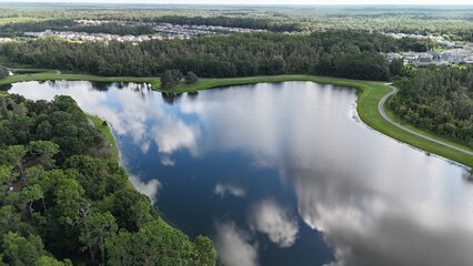 Fototapeta premium Drone photos of Cummingham Park and lakes