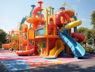 Eyecatching Treehouse and slides in the park