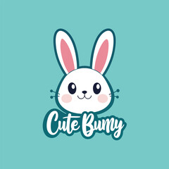 Beautiful rabbit with cute bunny text easter concept