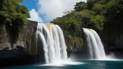 Dramatic Waterfall Plunging into a Pool