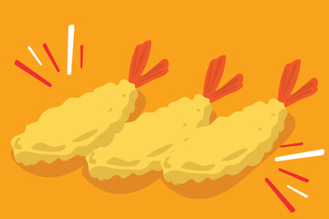 Obraz premium Crispy fried shrimp vector illustration