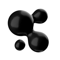 black gloopy 3d spherical metaball objects, transparent background