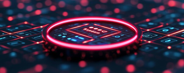 Obraz premium A 3D search engine interface with glowing search suggestions appearing in real-time, symbolizing intuitive search technology