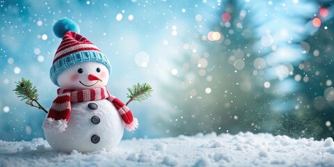 Cute snowman in a winter wonderland , snowman, Christmas, holiday, snow, winter, decoration, festive, cheerful, snowy, happy