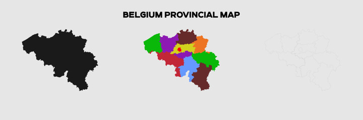 Obraz premium Belgium Provincial Map in colors. EPS file also in selhoutte and outlined form. Editable EPS file.