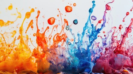A drop of ink splashing onto paper, creating dynamic patterns of color.