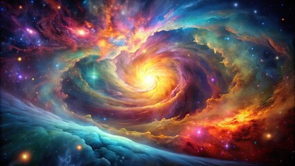 Obraz premium A stunning image of a colorful nebula with swirling gases and vibrant stars, galaxies, nebulae, cosmos, beauty, space