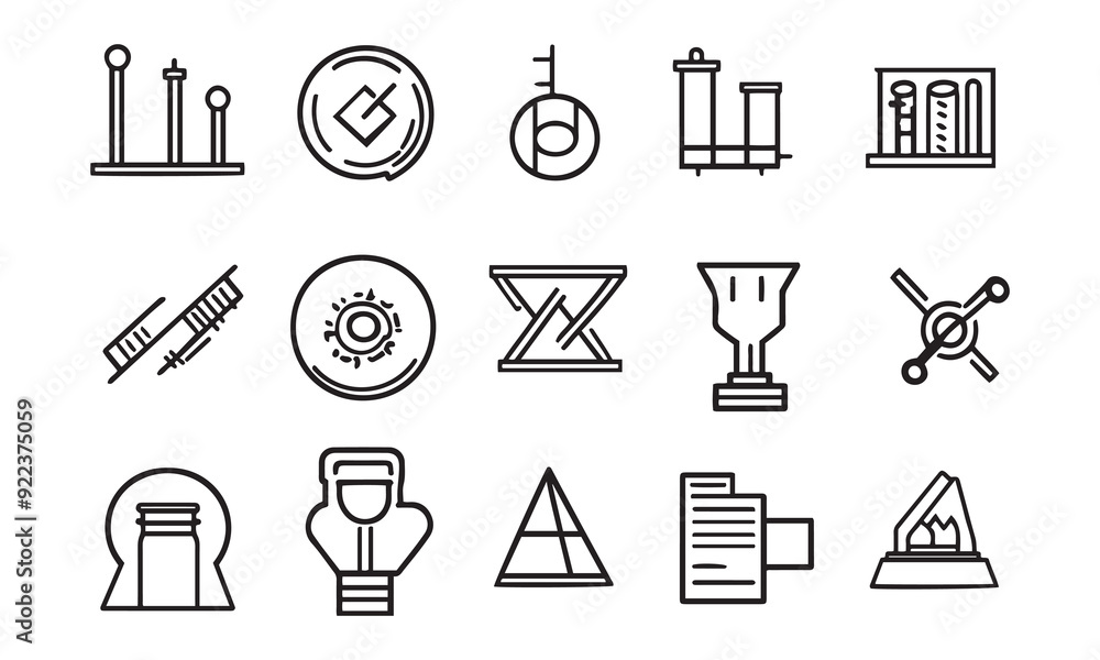 Poster set of icons of construction objects , unique icons set for architecture , business technology and w