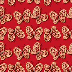 Seamless vector illustration print pattern background wallpaper with butterflies summer spring for textile, paper, pack etc 