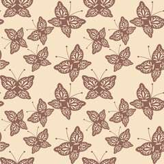 Seamless vector illustration print pattern background wallpaper with butterflies summer spring for textile, paper, pack etc 