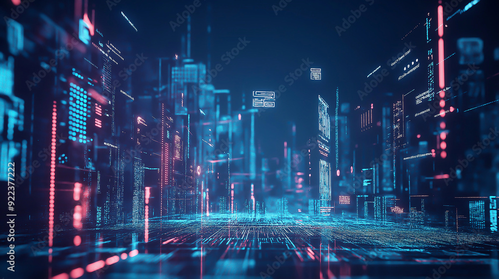 Poster abstract blue lines on a techy background for presentations or futuristic web design concepts