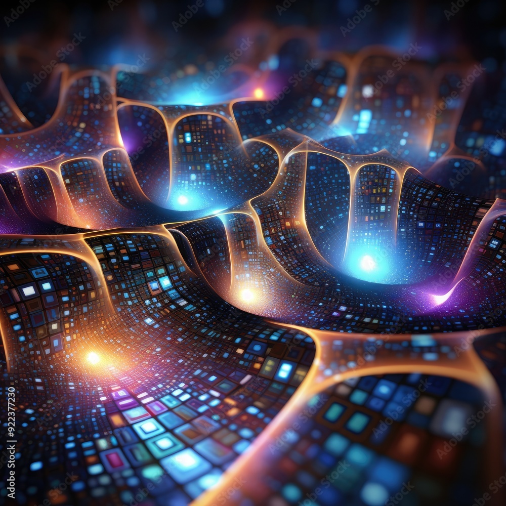 Aufkleber tech fractal patterns with holographic effects, modern design