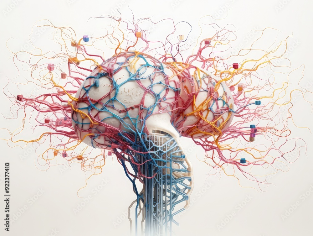 Poster a human brain visualized alongside an ai-powered neural network, symbolizing the partnership between