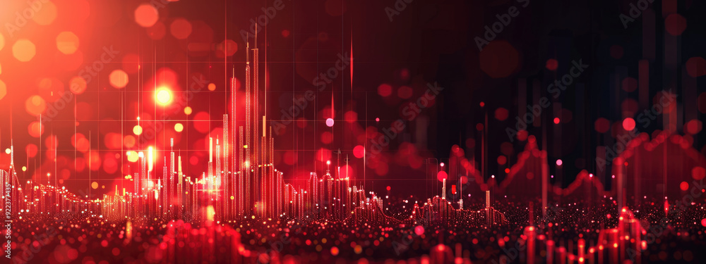 Wall mural bright neon dark futuristic background with digital analytics and complexity graphs