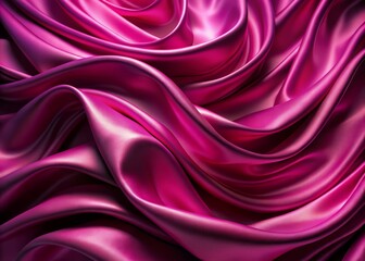 Obraz premium Softly undulating waves of rich magenta pink silky fabric unfurl across a sleek abstract background, evoking luxury, sophistication, and refinement in every delicate fold.