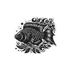 Cuttle fish, vector illustration.