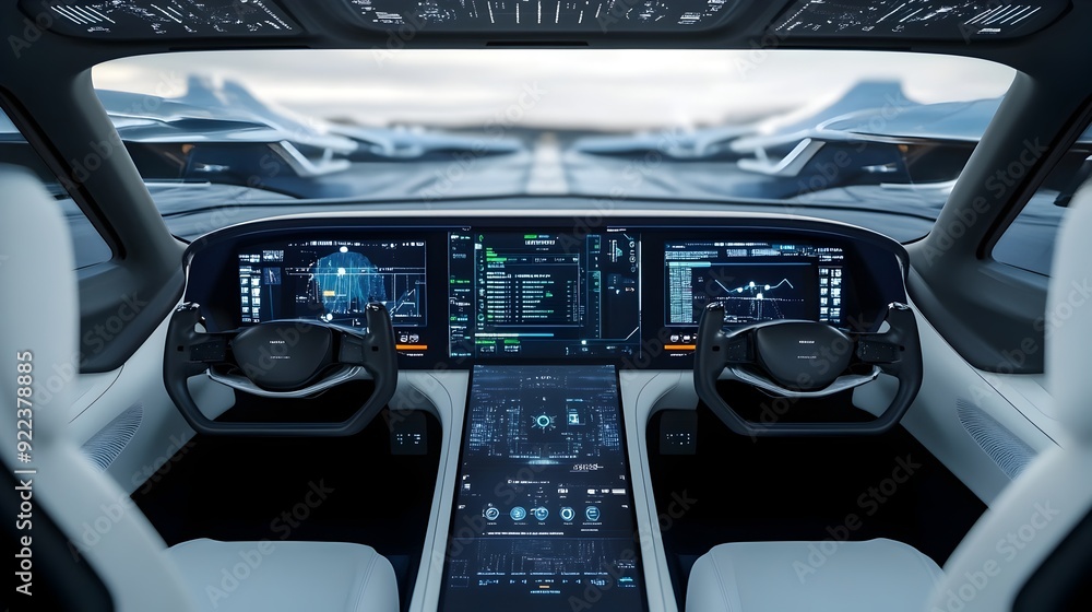 Aufkleber futuristic cockpit interface with real-time data analytics and high-speed wi-fi connectivity