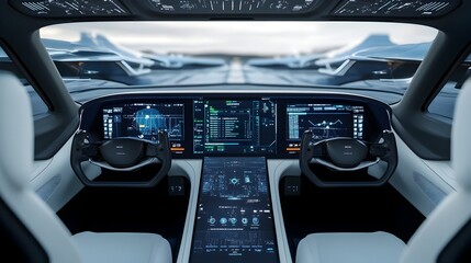 Futuristic Cockpit Interface with Real-Time Data Analytics and High-Speed Wi-Fi Connectivity