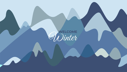 Abstract Snow Mountain Background for Winter Collection. Vector, Flat Design, Background.