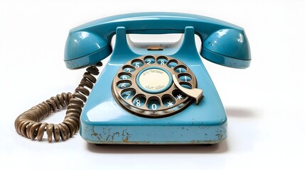 Retro Rotary Phone with Vibrant Color and Classic Style on White Backdrop