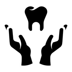 hand holding dental tooth care glyph icon