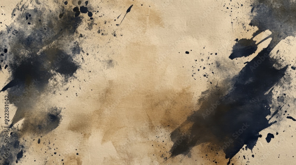 Poster abstract brown background showing ink splatter creating grunge texture