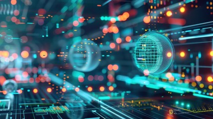 Obraz premium A futuristic digital currency exchange with floating holographic coins and charts