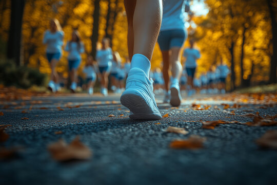 Volunteers organizing a charity walkathon, encouraging community participation and raising funds for a cause