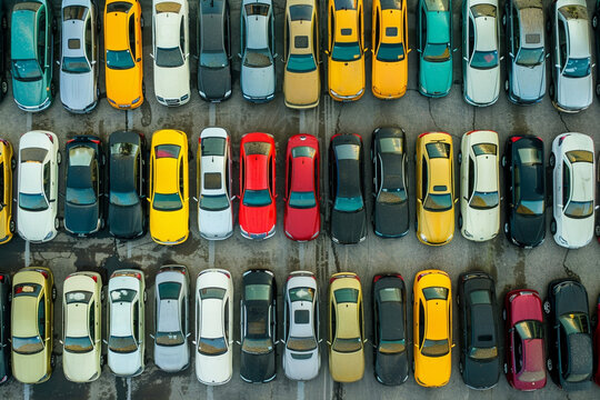 Aerial View of Parked Cars