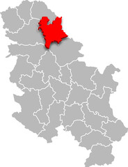 CENTRAL BANAT district map ADMINISTRATIVE DIVISIONS of SERBIA 3d isometric map