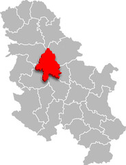 CITY OF BELGRADE district map ADMINISTRATIVE DIVISIONS of SERBIA 3d isometric map