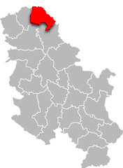 NORTH BANAT district map ADMINISTRATIVE DIVISIONS of SERBIA 3d isometric map