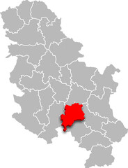 rasina district map ADMINISTRATIVE DIVISIONS of SERBIA 3d isometric map