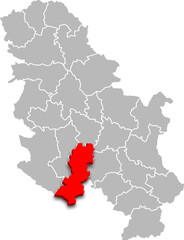 raska district map ADMINISTRATIVE DIVISIONS of SERBIA 3d isometric map