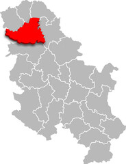 SOUTH Bačka district map ADMINISTRATIVE DIVISIONS of SERBIA 3d isometric map