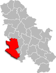 zlatibor district map ADMINISTRATIVE DIVISIONS of SERBIA 3d isometric map